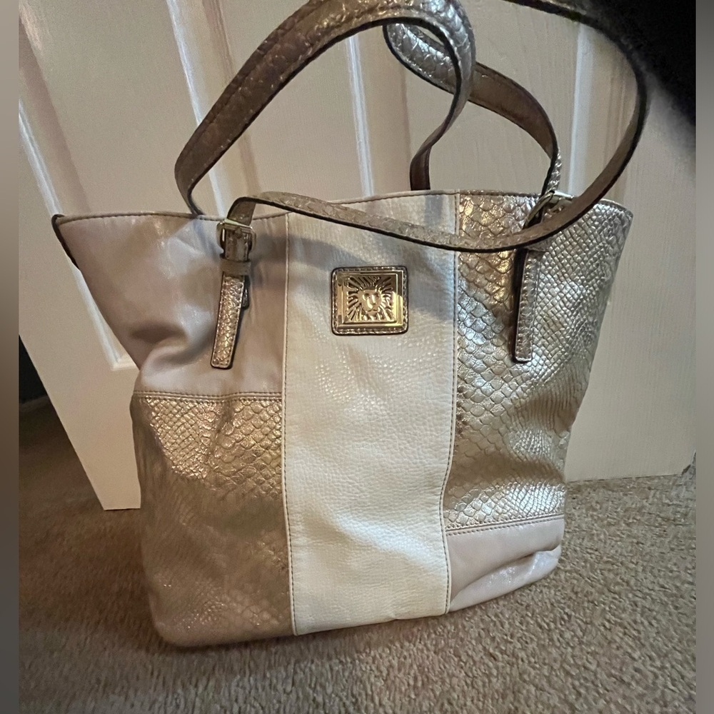 Anne Klein faux snakeskin large tote shoulder bag - Picture 5 of 7